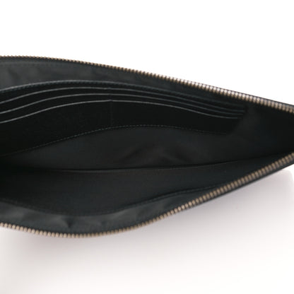 Gucci Dollar Calfskin Boar Effect Web Zip Wristlet Pouch Black 5 of 7