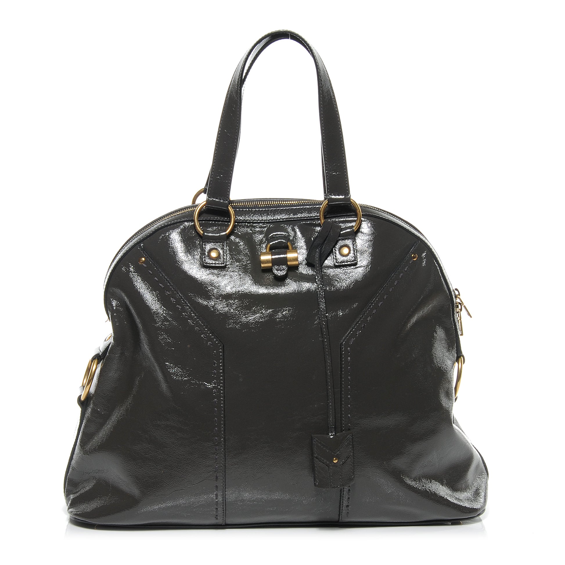 Saint Laurent Patent Leather Oversized Muse Grey 1 of 6