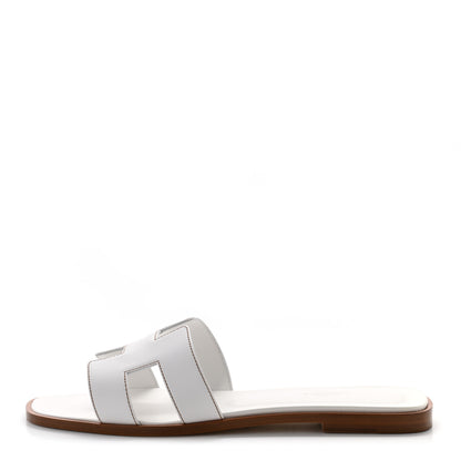 Hermes Box Calfskin Oran Sandals 39 White 1 of 8