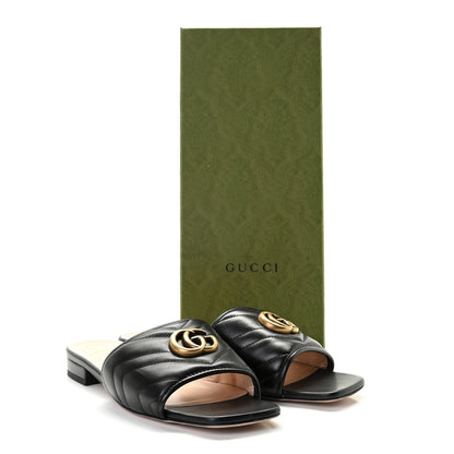 Gucci Nappa Matelasse GG Marmont Flat Slide Sandals 39.5 Black 13 of 13