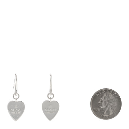Gucci Sterling Silver Trademark Heart Drop Earrings 2 of 4