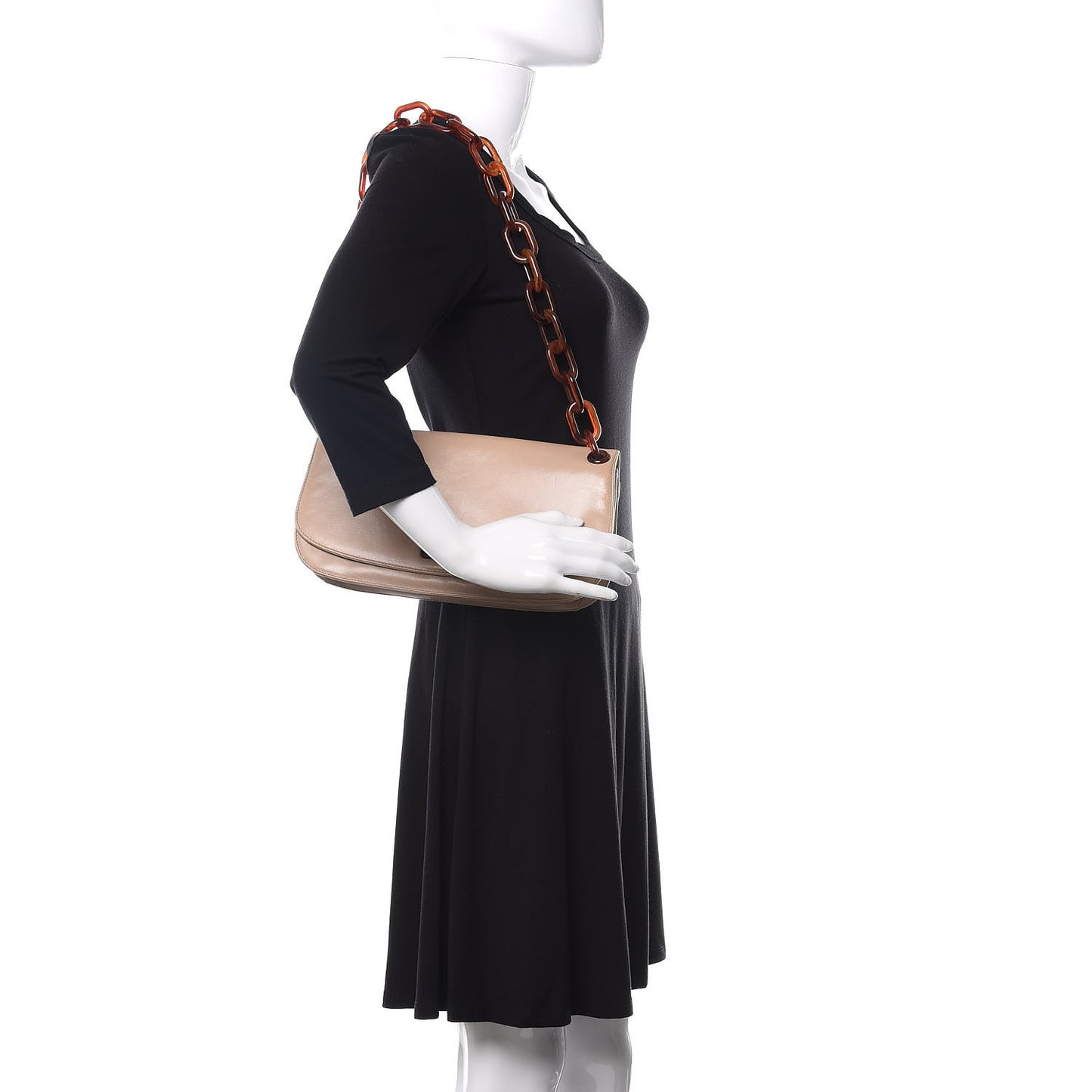 Goatskin Swing Chain Shoulder Bag Beige