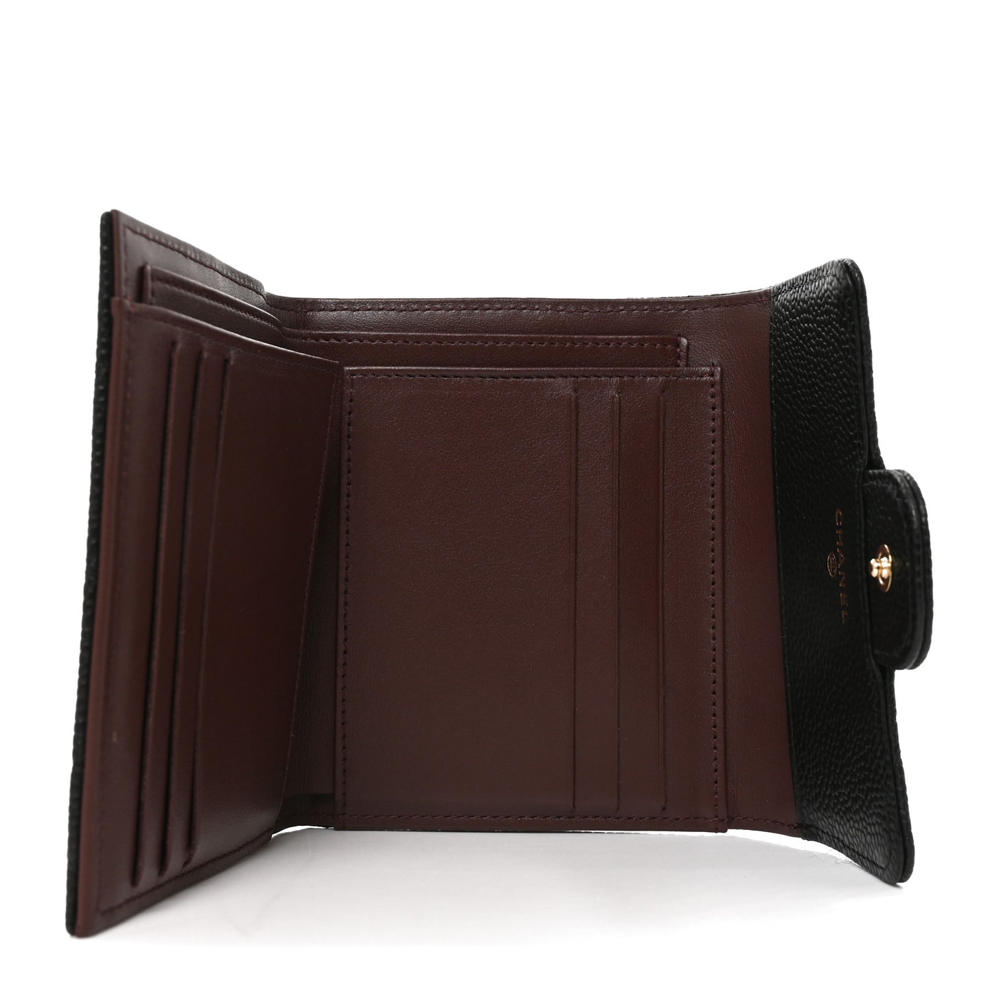 Caviar Quilted Compact Flap Wallet Black