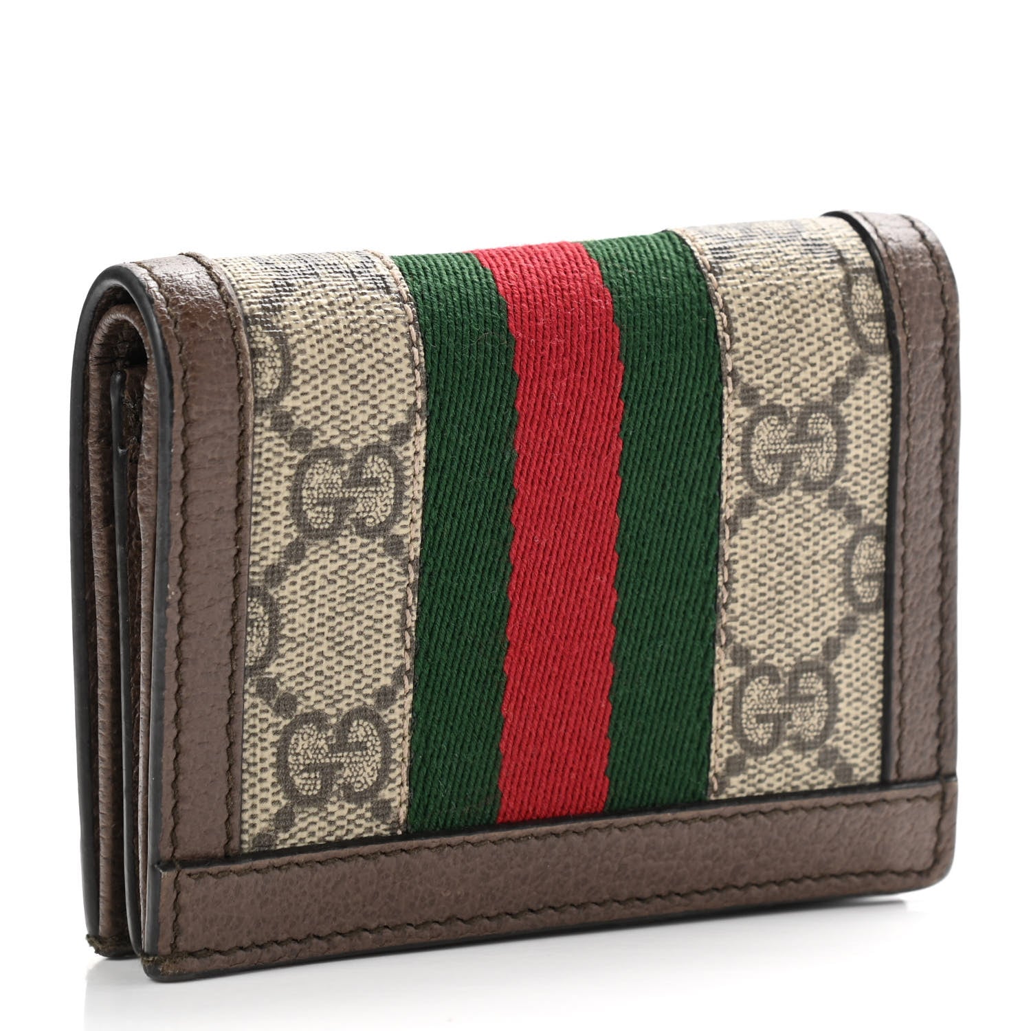Gucci GG Supreme Monogram Web Ophidia Card Case Beige New Acero 3 of 7