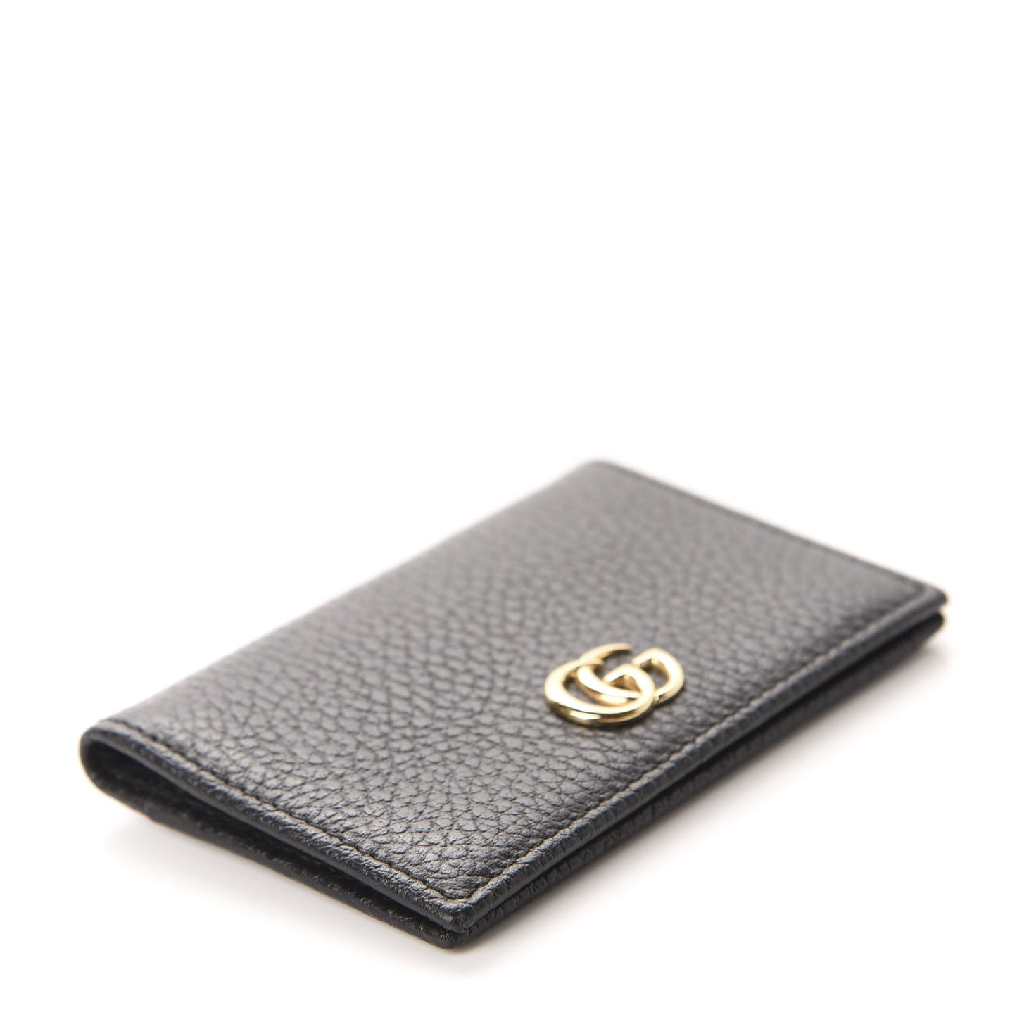 Pebbled Calfskin GG Marmont Card Case Black