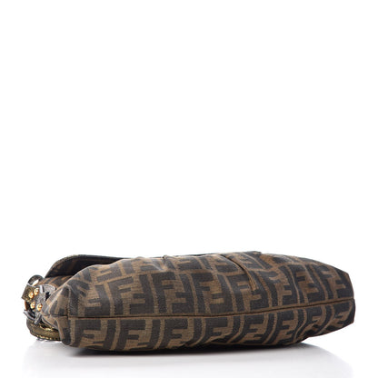 Fendi Zucca Calfskin Lizard Embossed Small Chef Shoulder Bag Tobacco 4 of 8