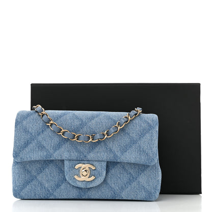 Chanel Printed Denim Quilted Mini Rectangular Flap Light Blue 11 of 11
