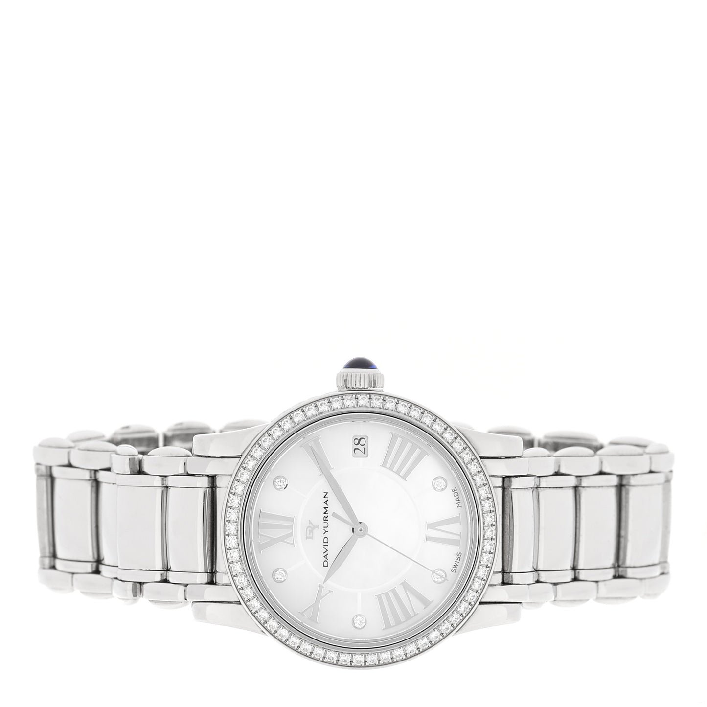 Stainless Steel Diamond Bezel Mother of Pearl 34mm Classic Quartz Watch
