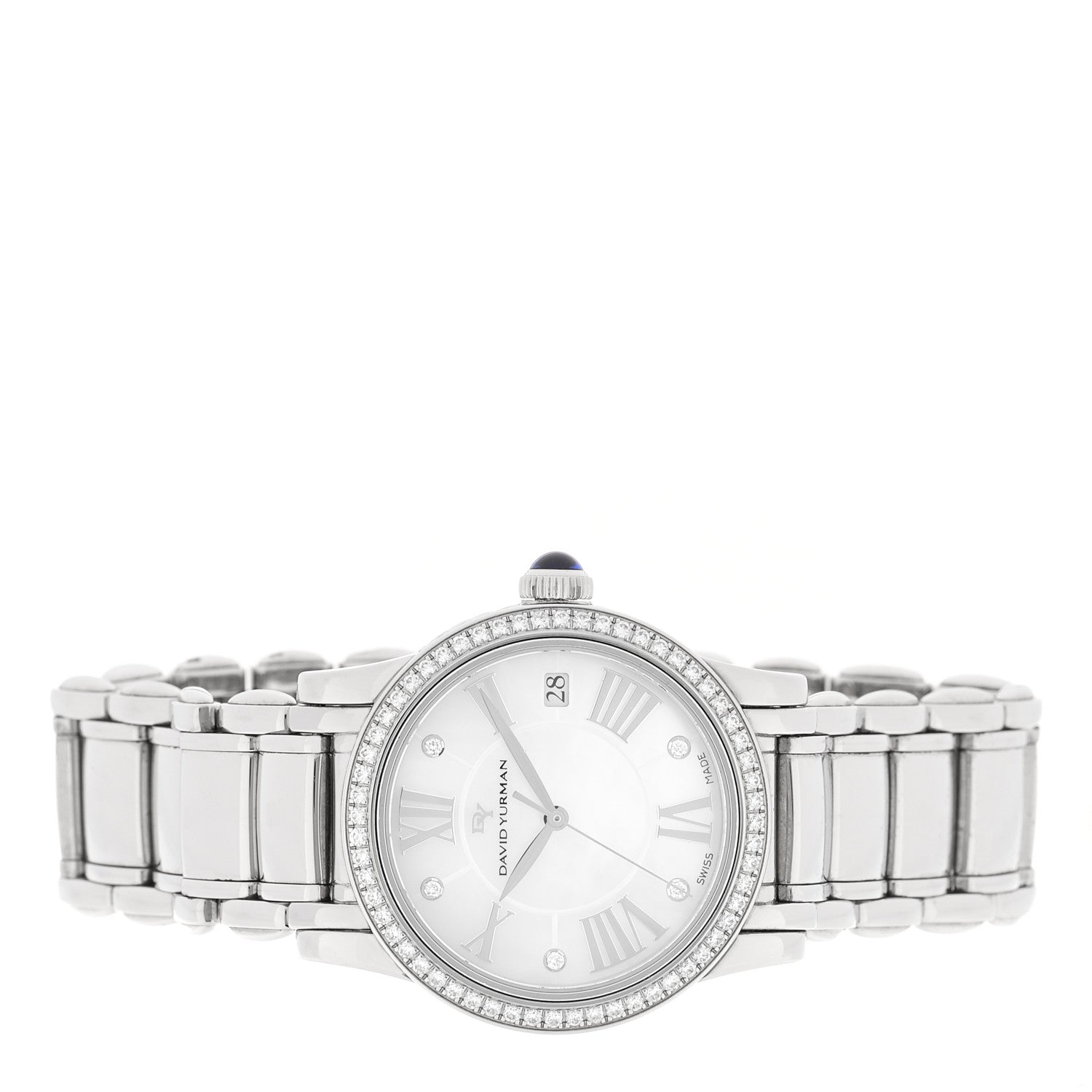 David Yurman Stainless Steel Diamond Bezel Mother of Pearl 34mm Classic Quartz Watch 2 of 5