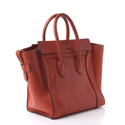 Celine Drummed Calfskin Mini Luggage Coquelicot 2 of 10