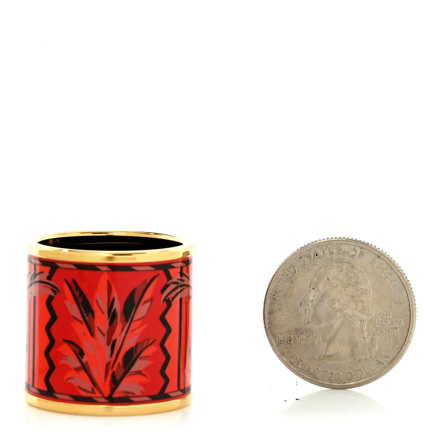 Hermes Enamel Gold Plated Brazil Scarf Ring 2 of 3