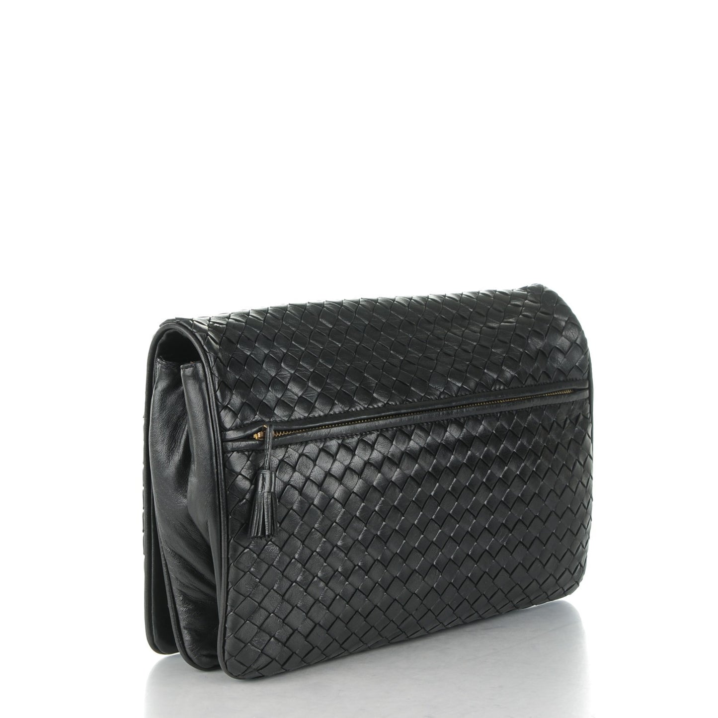 BOTTEGA VENETA Nappa Intrecciato Flap Clutch Nero Black
