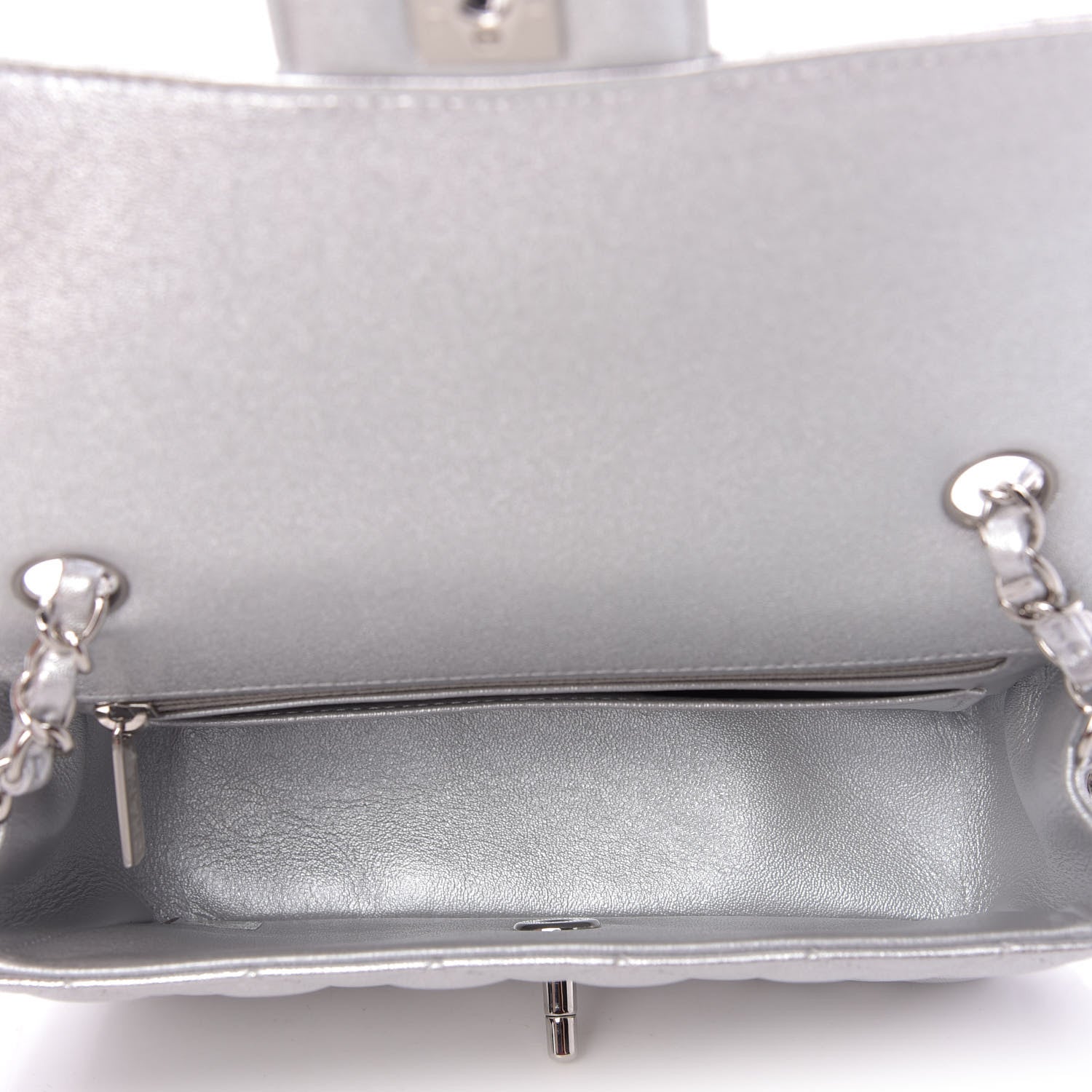 Chanel Metallic Lambskin Quilted Mini Rectangular Flap Silver 5 of 9