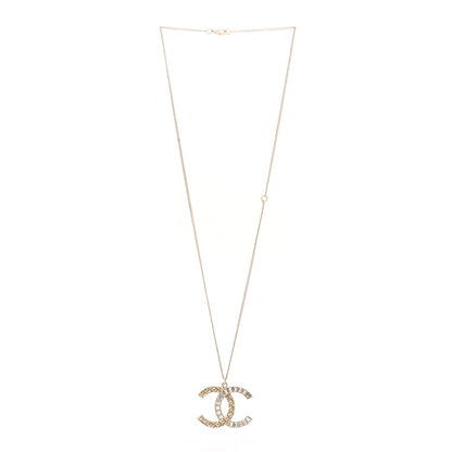 Chanel Baguette Crystal Quilted CC Pendant Necklace Gold 3 of 7