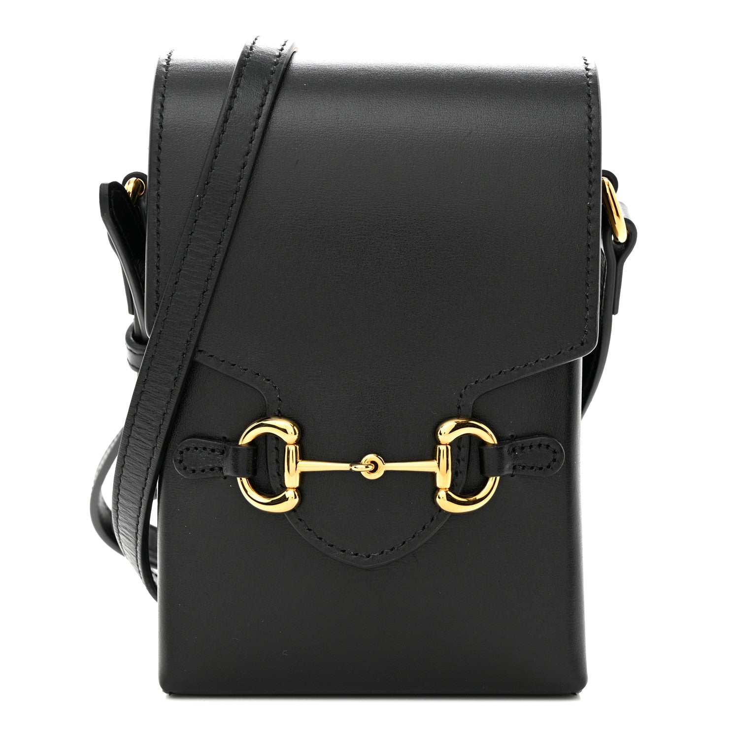 Gucci Boarded Plutone Calfskin Mini Horsebit 1955 Crossbody Bag Black 1 of 11