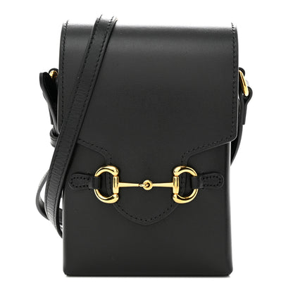Gucci Boarded Plutone Calfskin Mini Horsebit 1955 Crossbody Bag Black 1 of 11