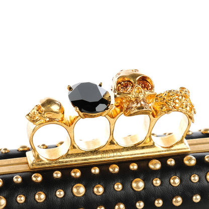 Alexander McQueen Nappa Studded Skull Knuckle Box Clutch Black 8 of 9
