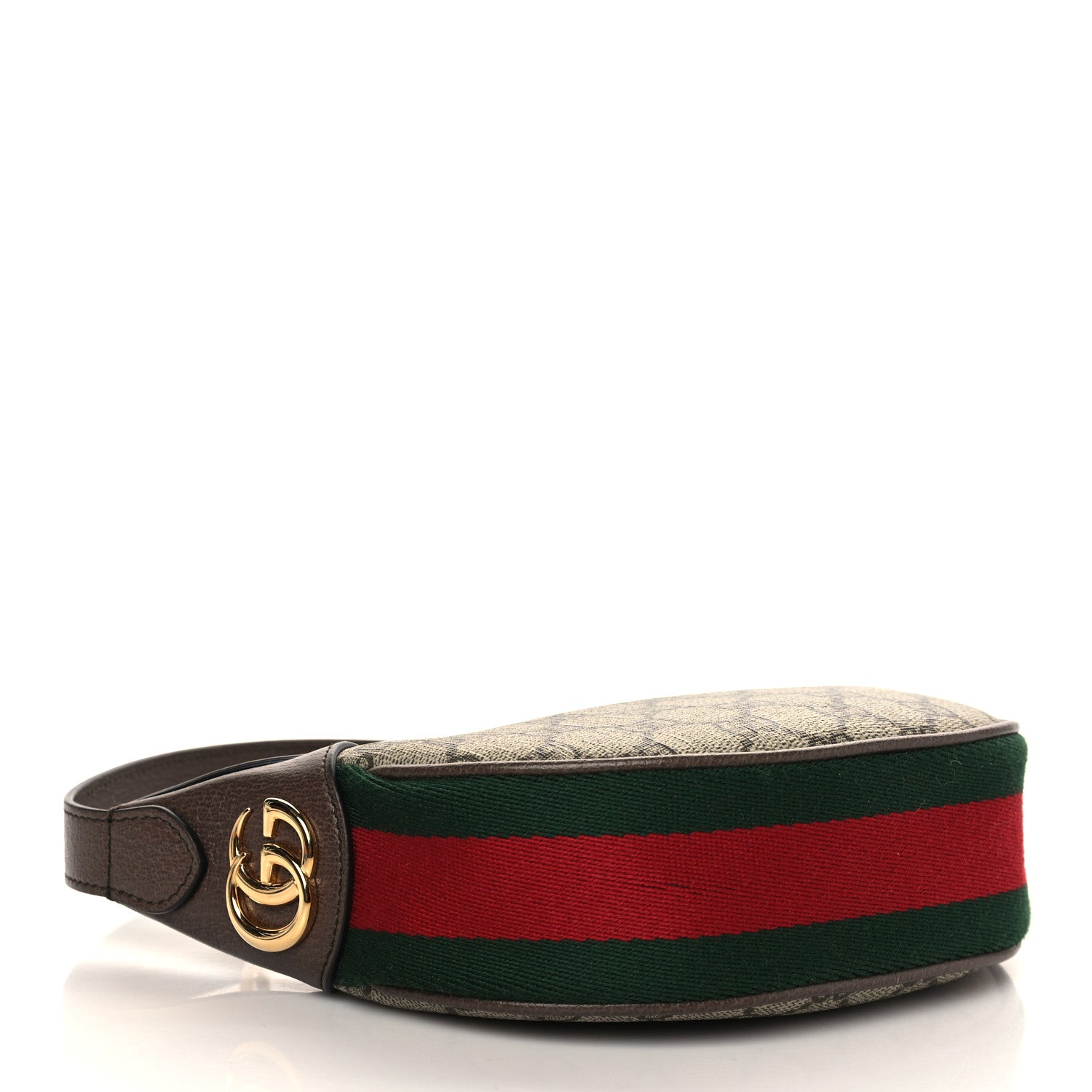 Gucci GG Supreme Monogram Textured Calfskin Web Mini Ophidia Half Moon Hobo Beige Ebony New Acero 4 of 6