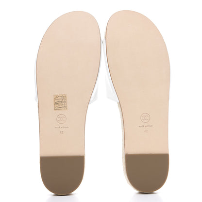 Chanel Lambskin Pearl CC Espadrille Slip On Sandals 42 Ivory 5 of 8