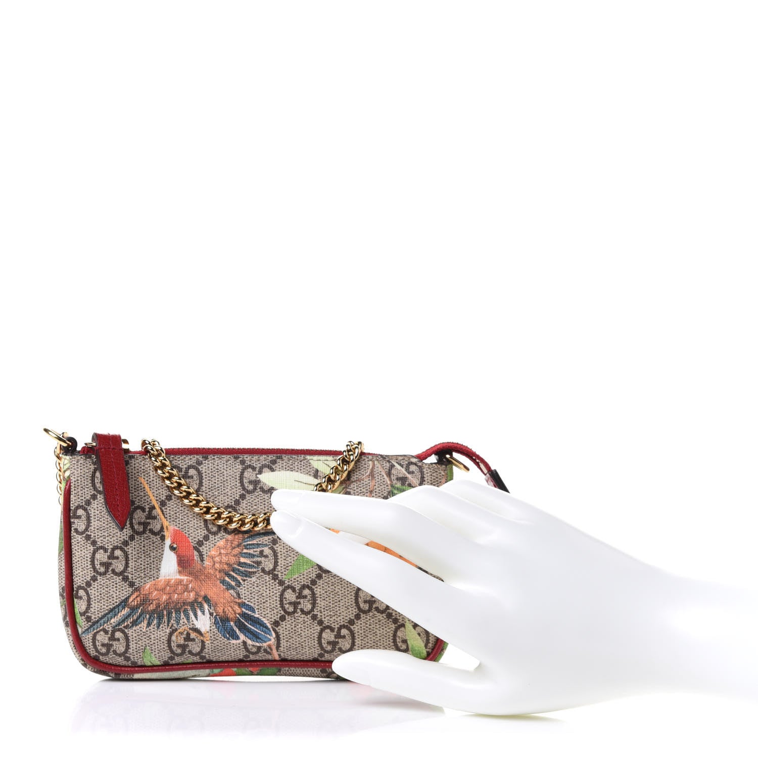 Gucci GG Supreme Monogram Tian Mini Chain Bag Beige Multicolor Red 2 of 10