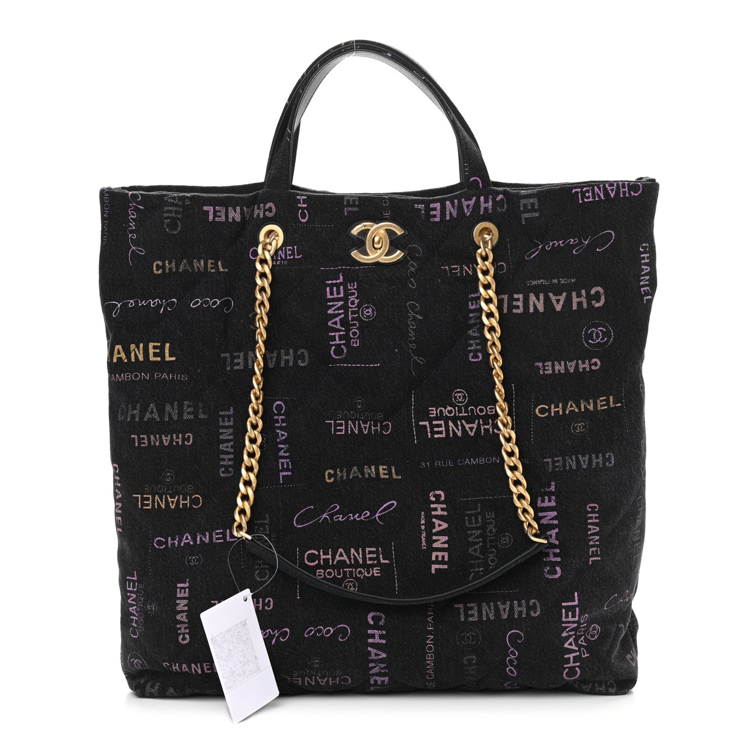 Denim Quilted Denim Mood Maxi Shopping Bag Black Multicolor