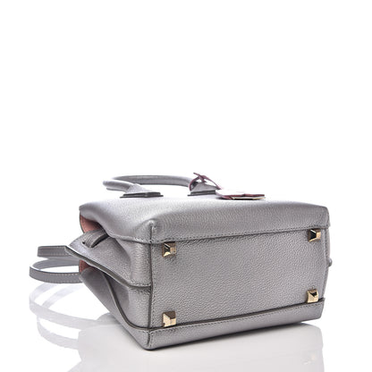 MCM Metallic Grained Calfskin Mini Milla Tote Spike Silver 3 of 9