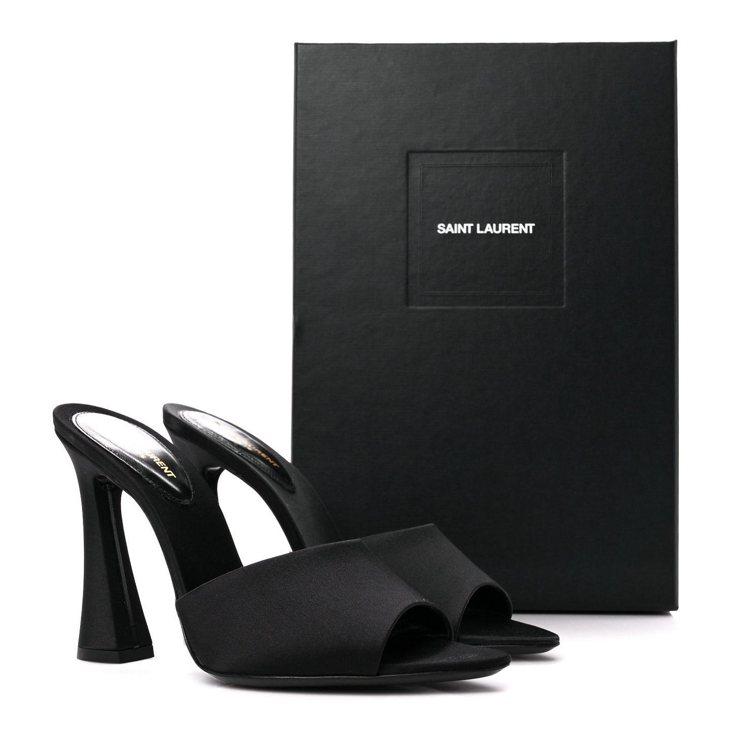 Crepe Satin Gippy Mule Sandals 38 Black
