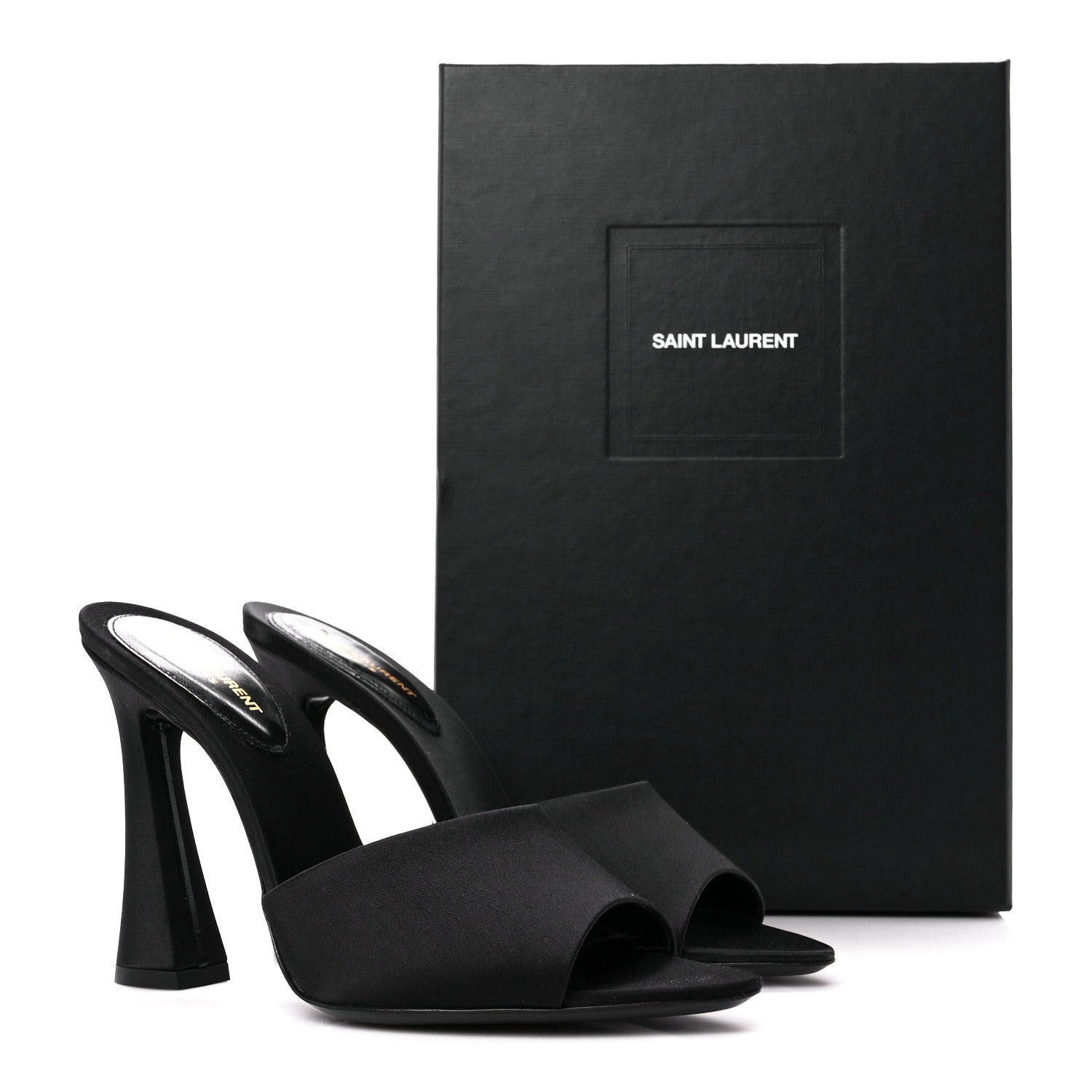 Saint Laurent Crepe Satin Gippy Mule Sandals 38 Black 9 of 9
