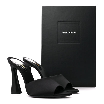 Saint Laurent Crepe Satin Gippy Mule Sandals 38 Black 9 of 9