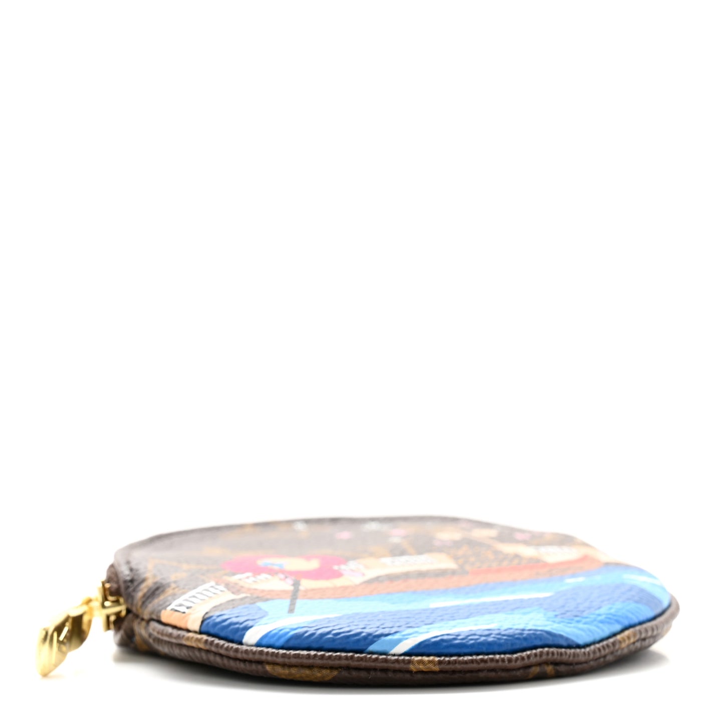 Monogram 2019 Christmas Animation Round Coin Purse Blue