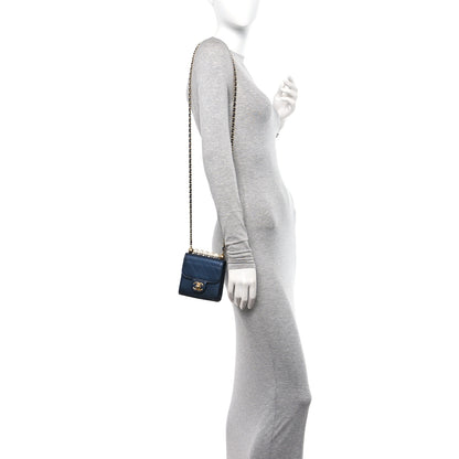 Chanel Metallic Lambskin Quilted Mini Chic Pearls Flap Navy Blue 2 of 11