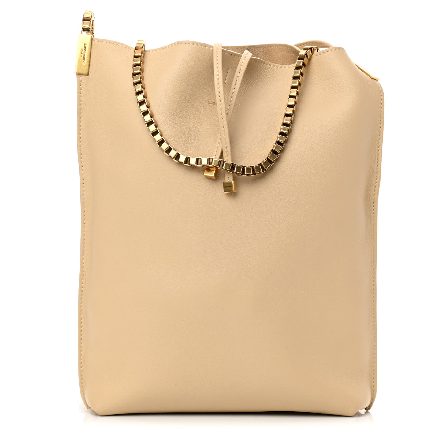 SAINT LAUREN Smooth Calfskin Small Suzanne Hobo Ivory Natural