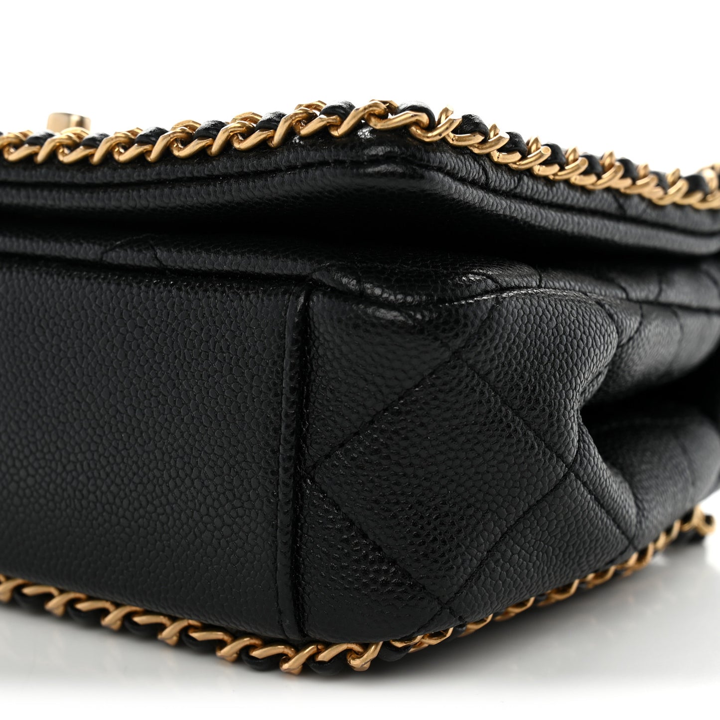 Caviar Quilted Mini Never Ending Chain Flap Black