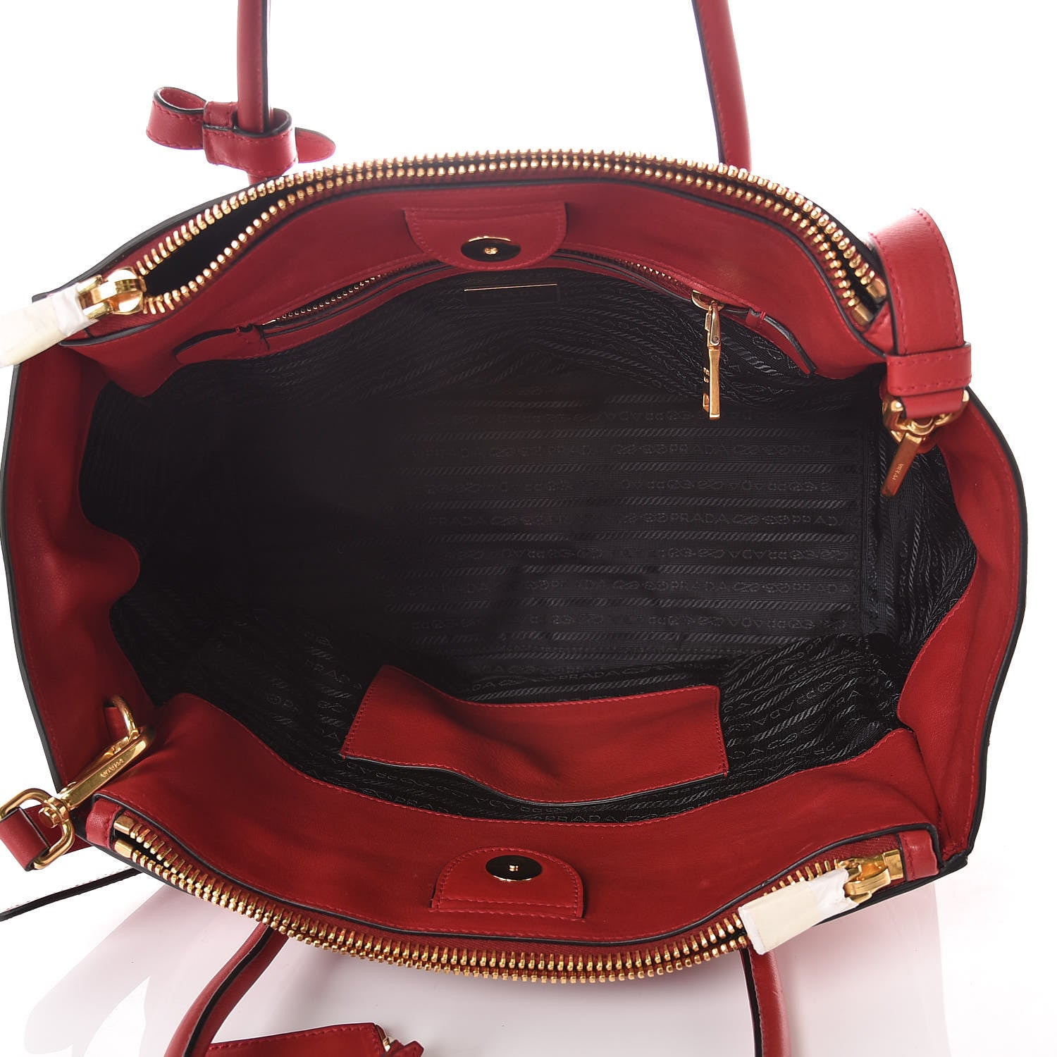 Prada Glace Calfskin Twin Pocket Tote Fuoco 7 of 15