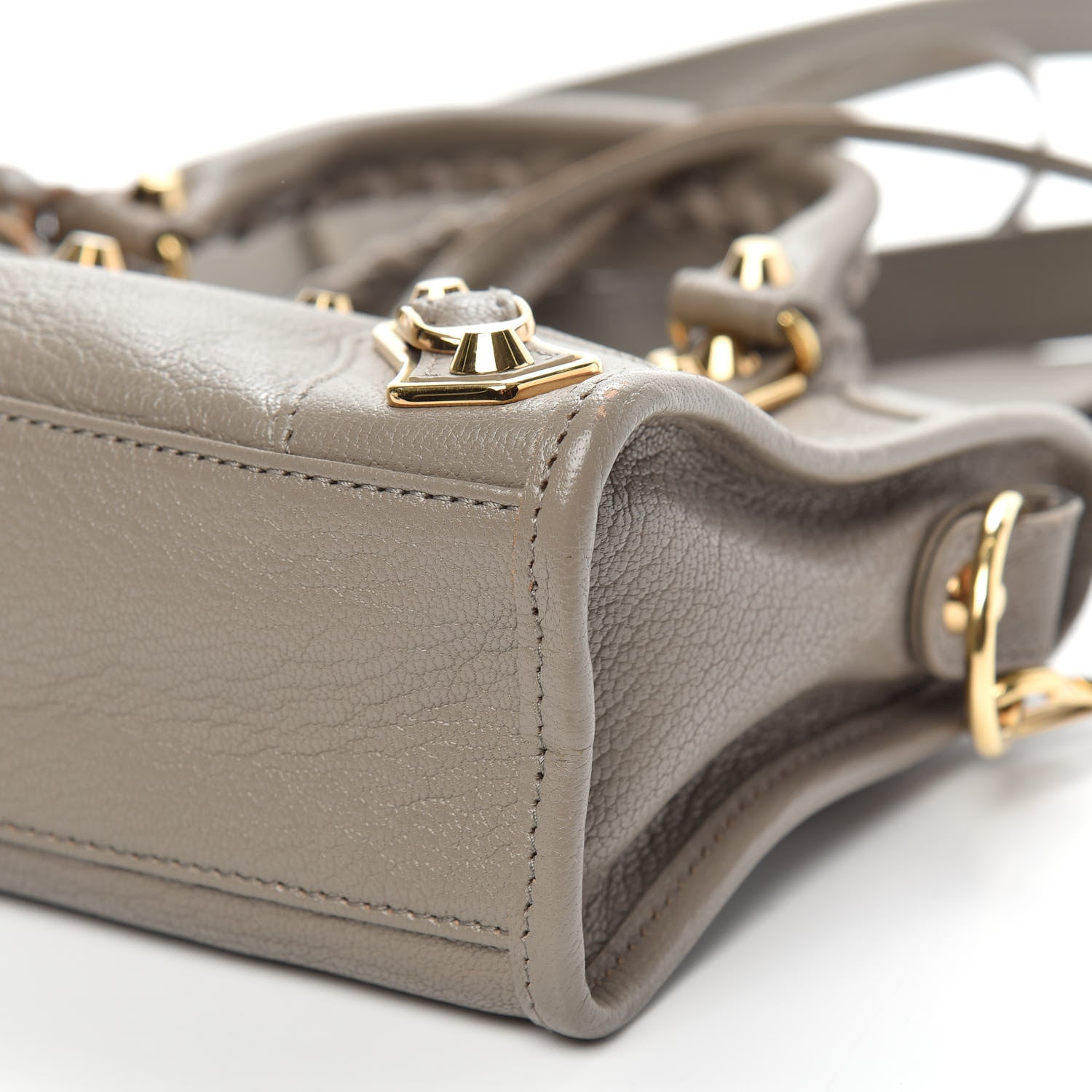 Balenciaga Chevre Gold Metallic Edge Hardware Mini City Gris Taupe 9 of 9