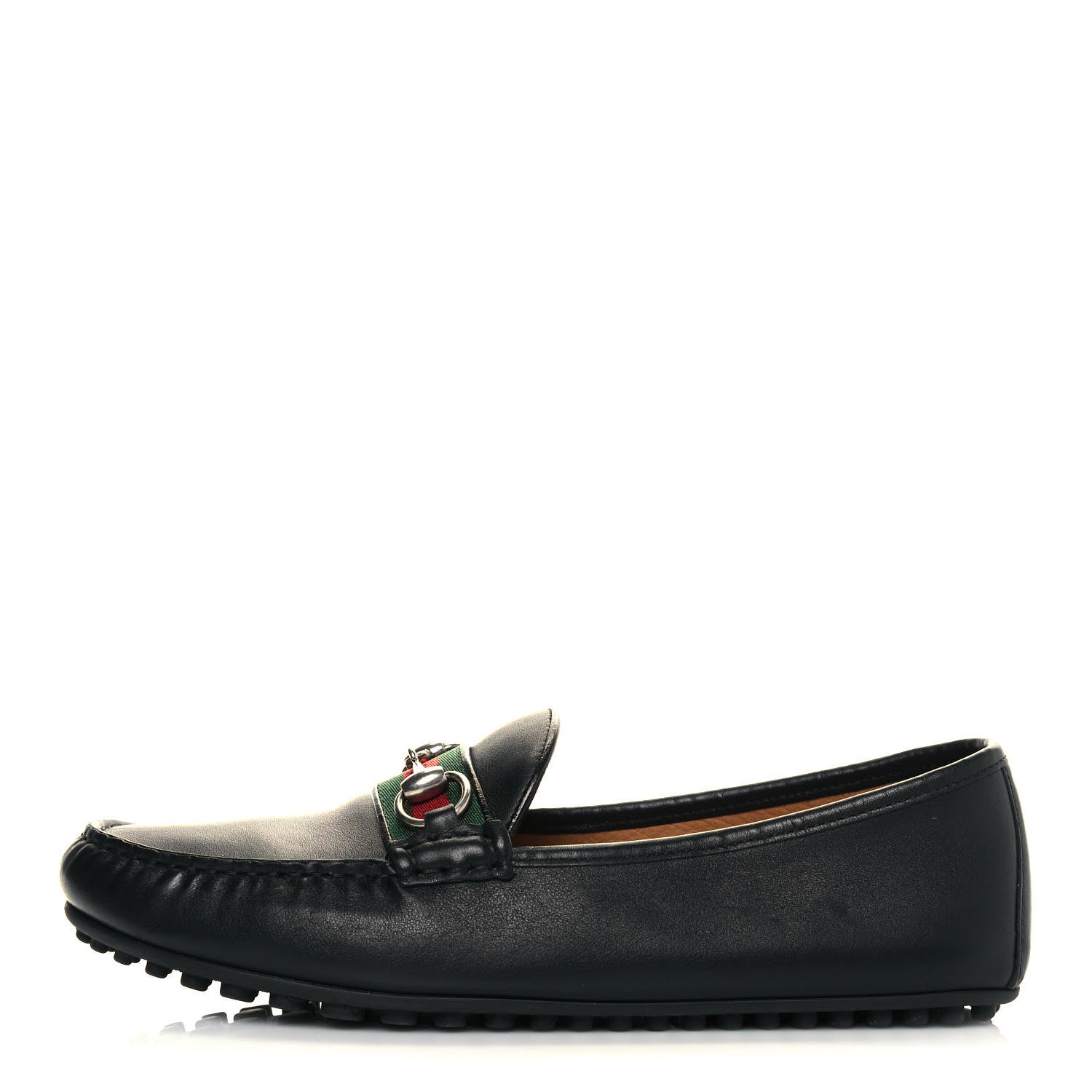 Gucci Miro Soft Calfskin Web Mens Horsebit Driver Loafers 9 Black 1 of 8