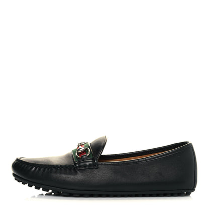 Gucci Miro Soft Calfskin Web Mens Horsebit Driver Loafers 9 Black 1 of 8