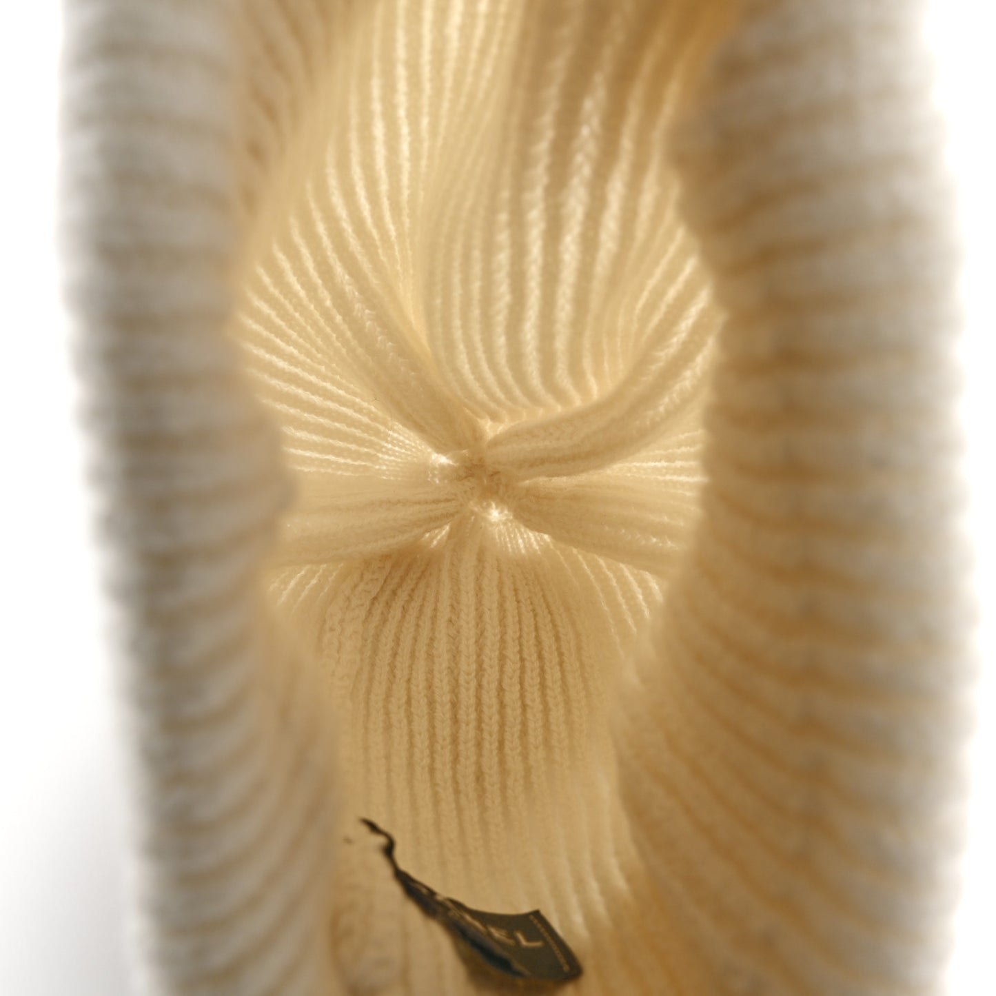 Cashmere Sequin Logo Beanie Hat Ivory Gold