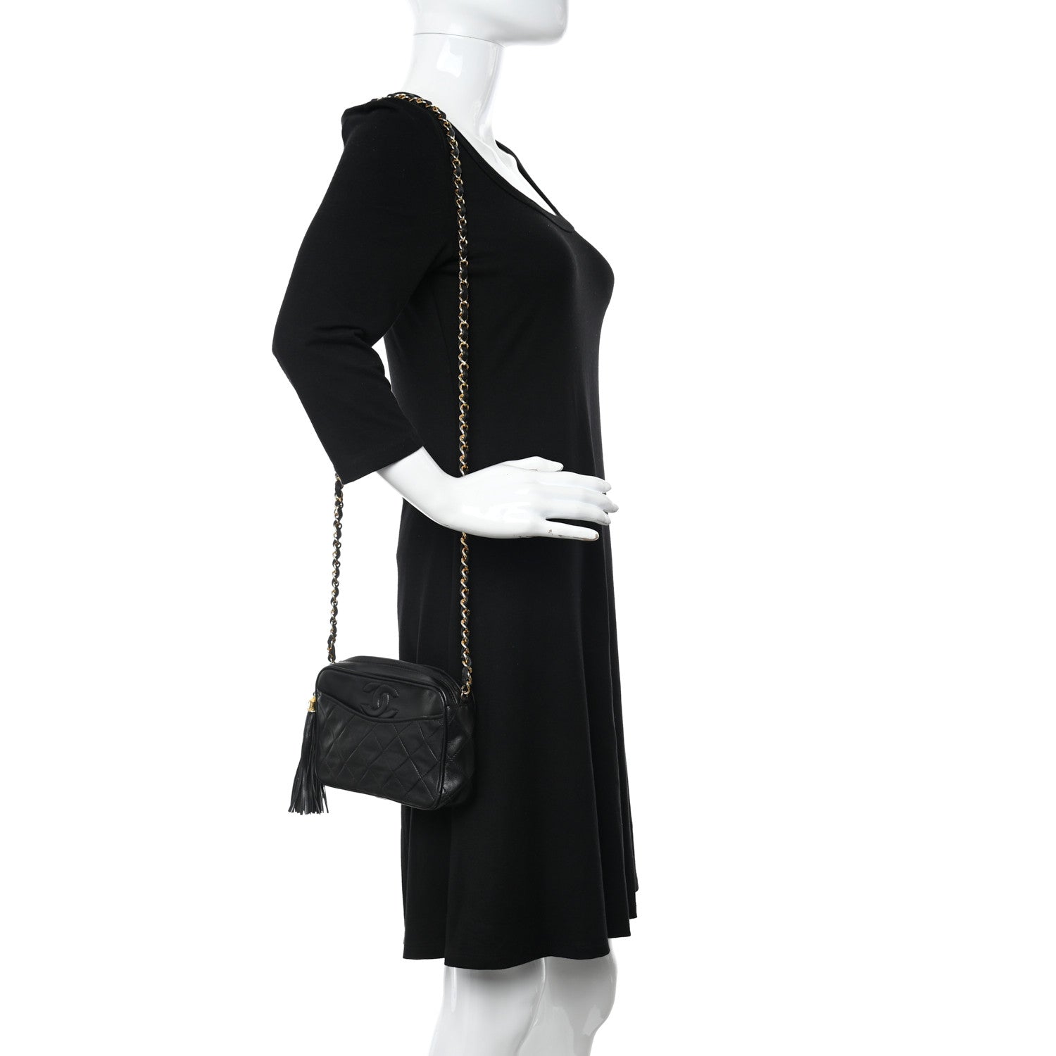 Chanel Lambskin Quilted Tassel Camera Case Black 2 of 13