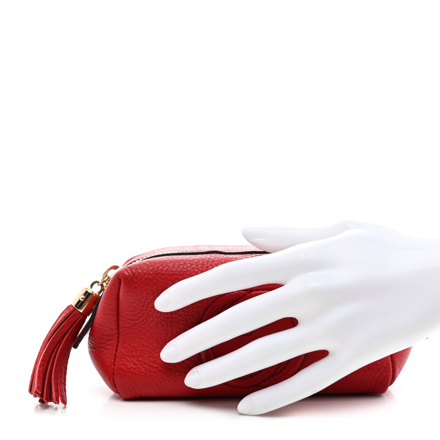 Gucci Pebbled Calfskin Soho Small Cosmetic Case Red 2 of 10