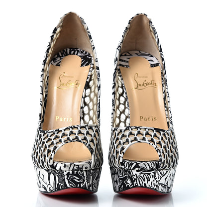 Christian Louboutin Maxi Fishnet Very Lace Fetish Peep 150 Pumps 40 Version Latte Black 2 of 9