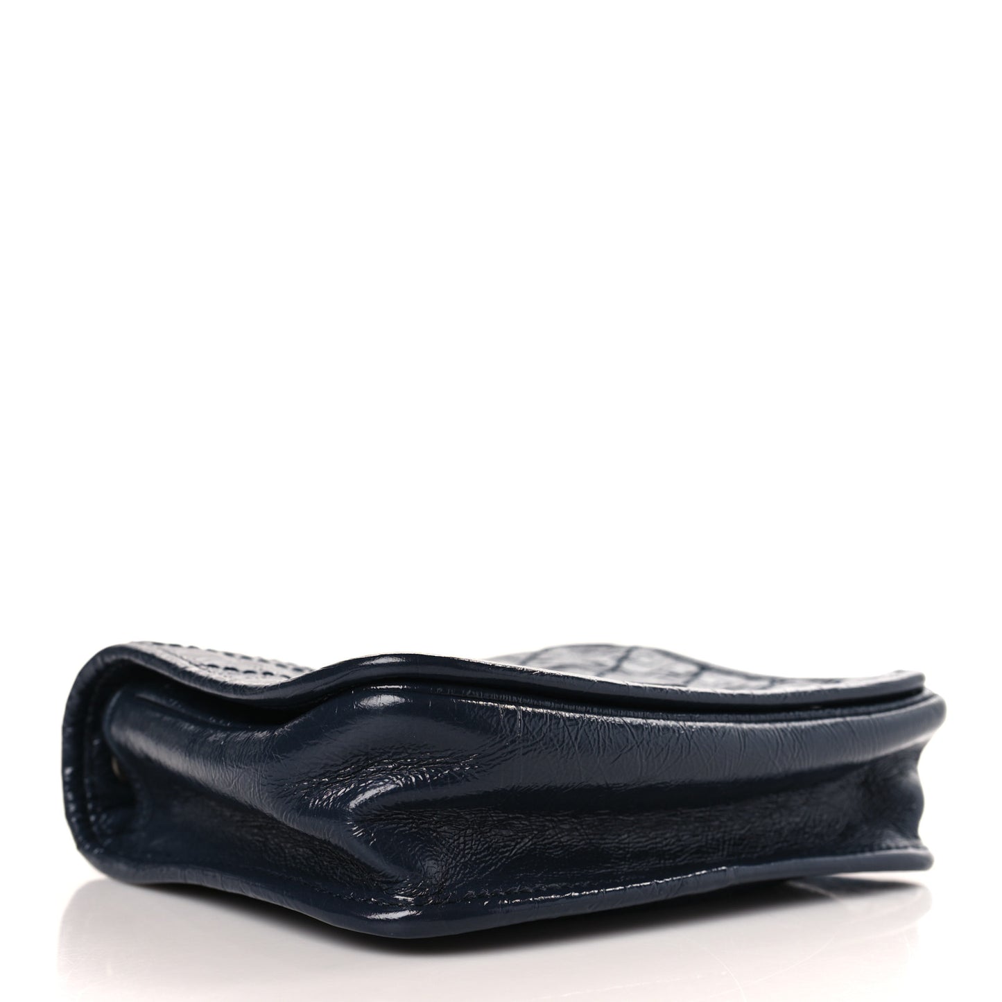 Crinkled Calfskin Matelasse Monogram Niki Chain Wallet Deep Marine