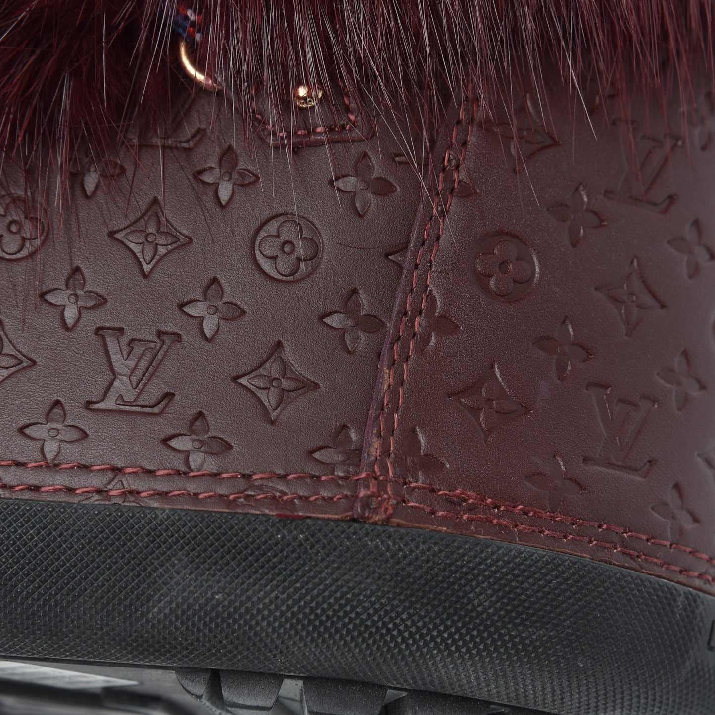 Beaver Calfskin Monogram Off Piste Flat Half Boots 38 Red