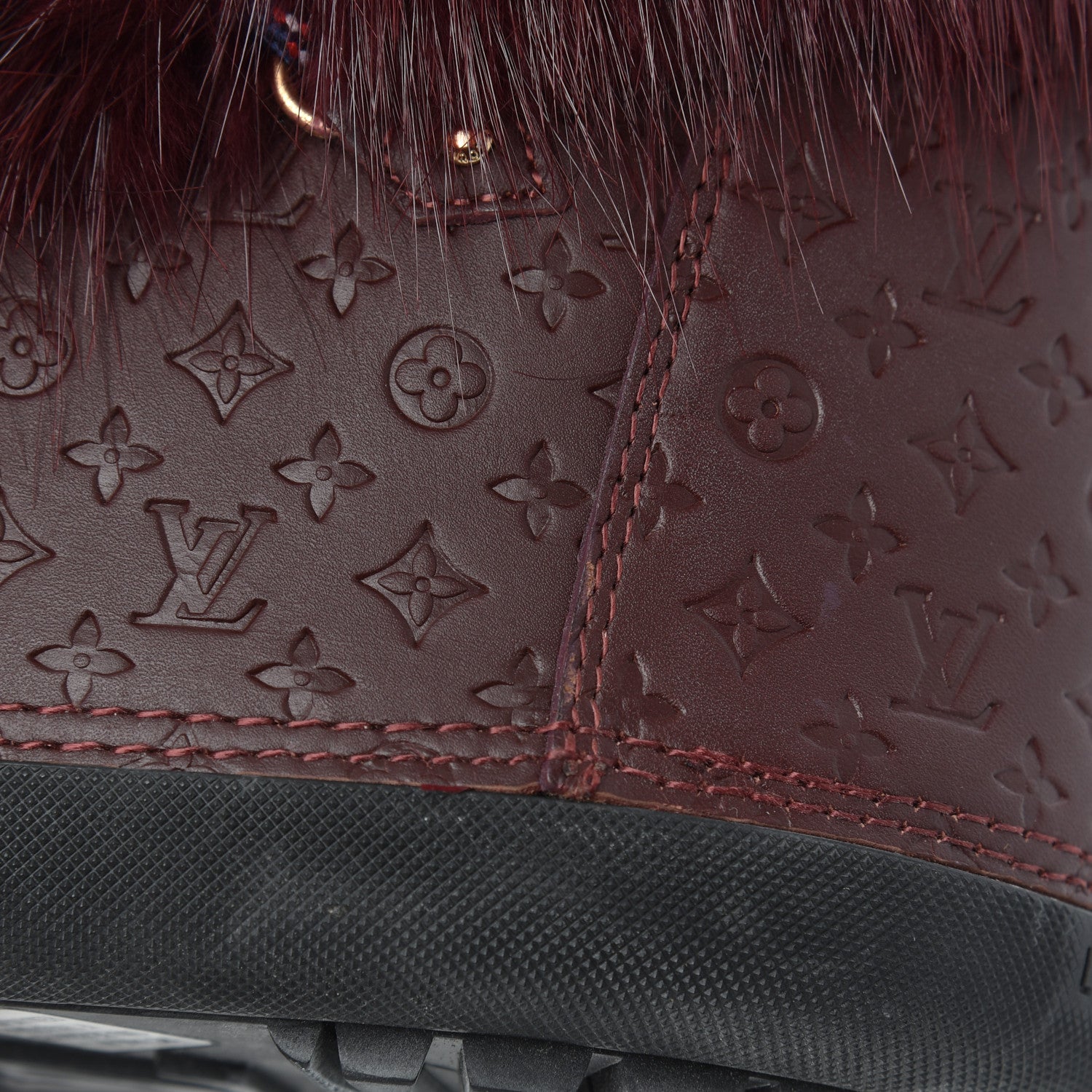 Louis Vuitton Beaver Calfskin Monogram Off Piste Flat Half Boots 38 Red 13 of 16