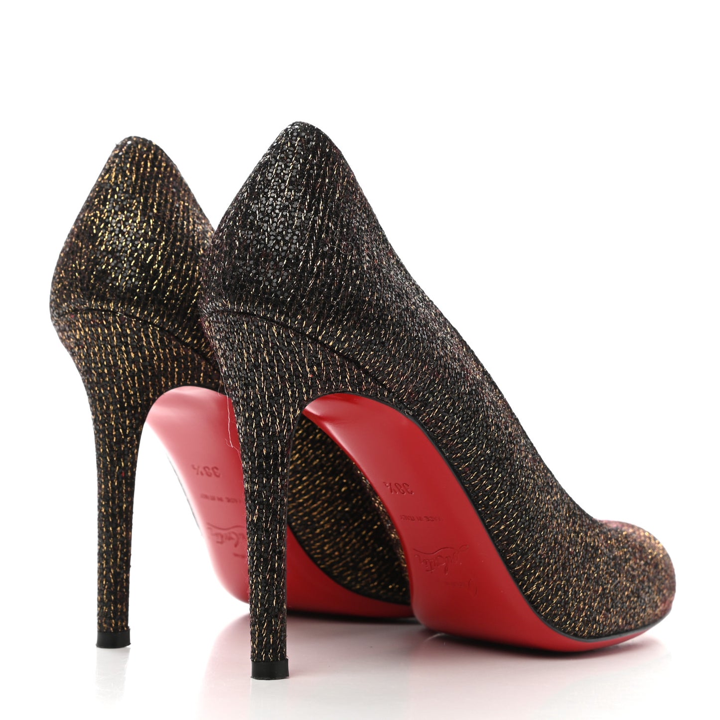 Glitter Pumps 38 Black Gold