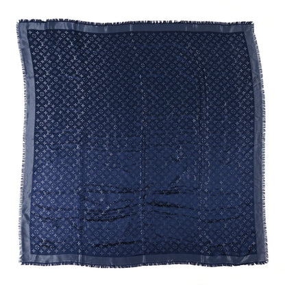 Louis Vuitton Silk Wool Monogram Denim Shawl Blue 1 of 3