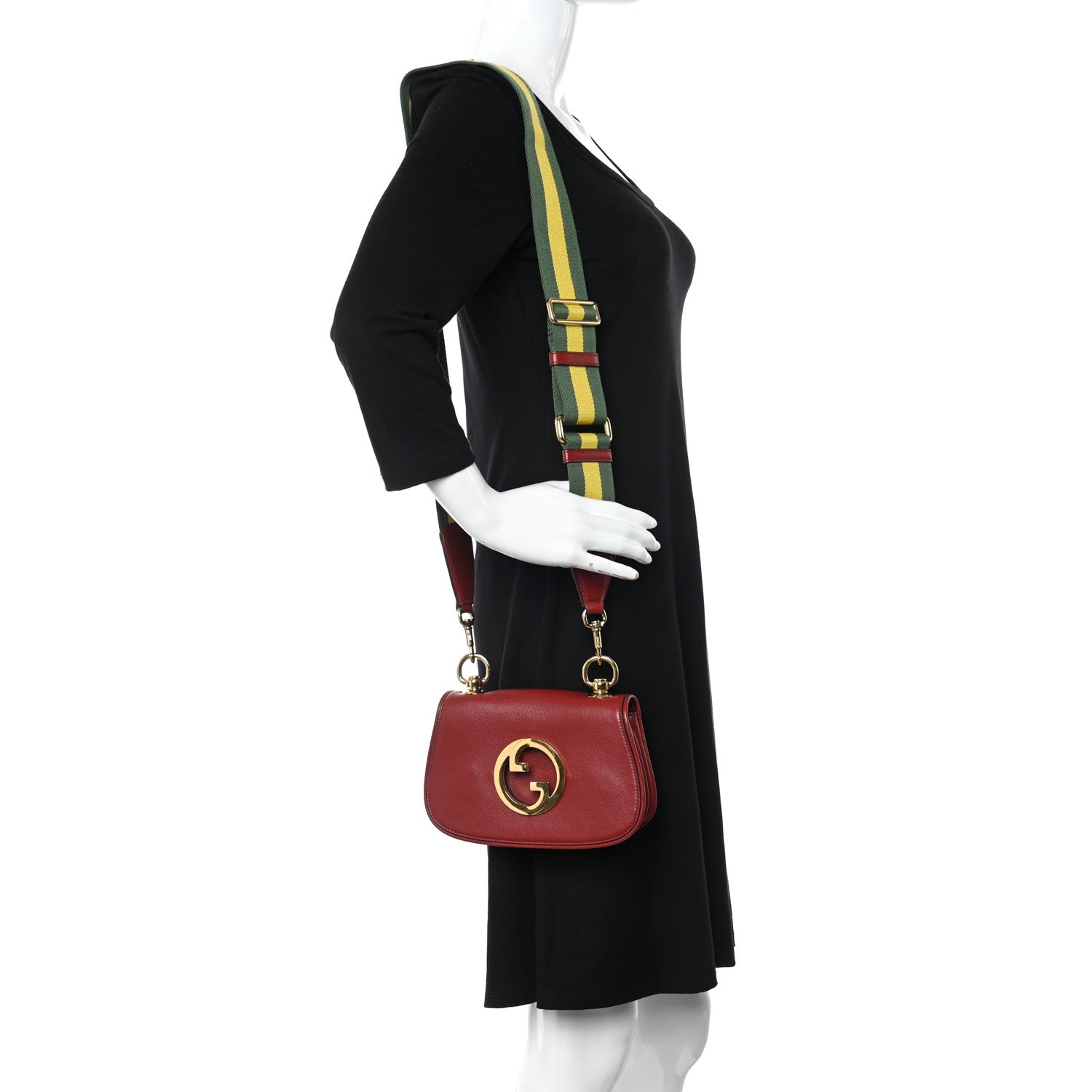 Gucci Roxy Calfskin Web Mini Blondie Shoulder Bag Blondie Red 2 of 11