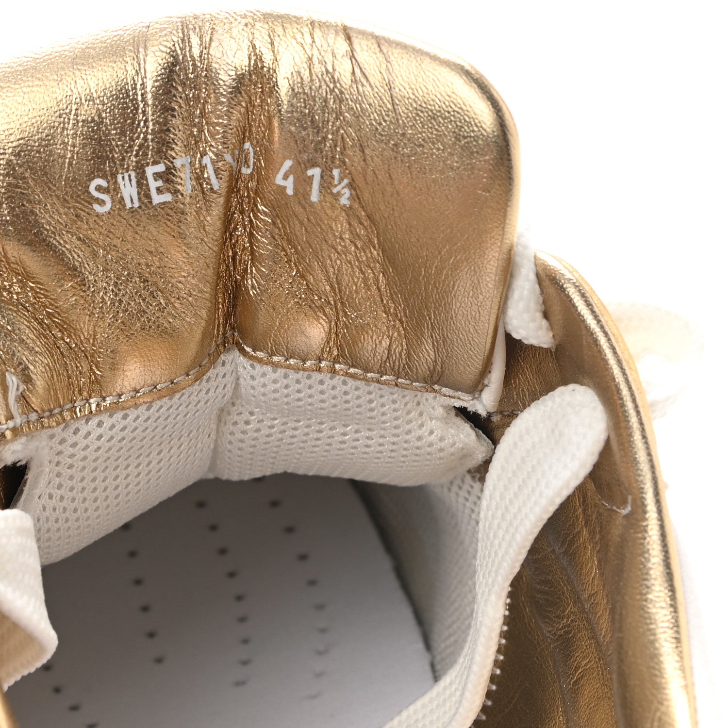 Valentino Garavani Nappa Grained Calfskin Mens One Stud Low Top Sneakers 41.5 White Antique Brass 8 of 9