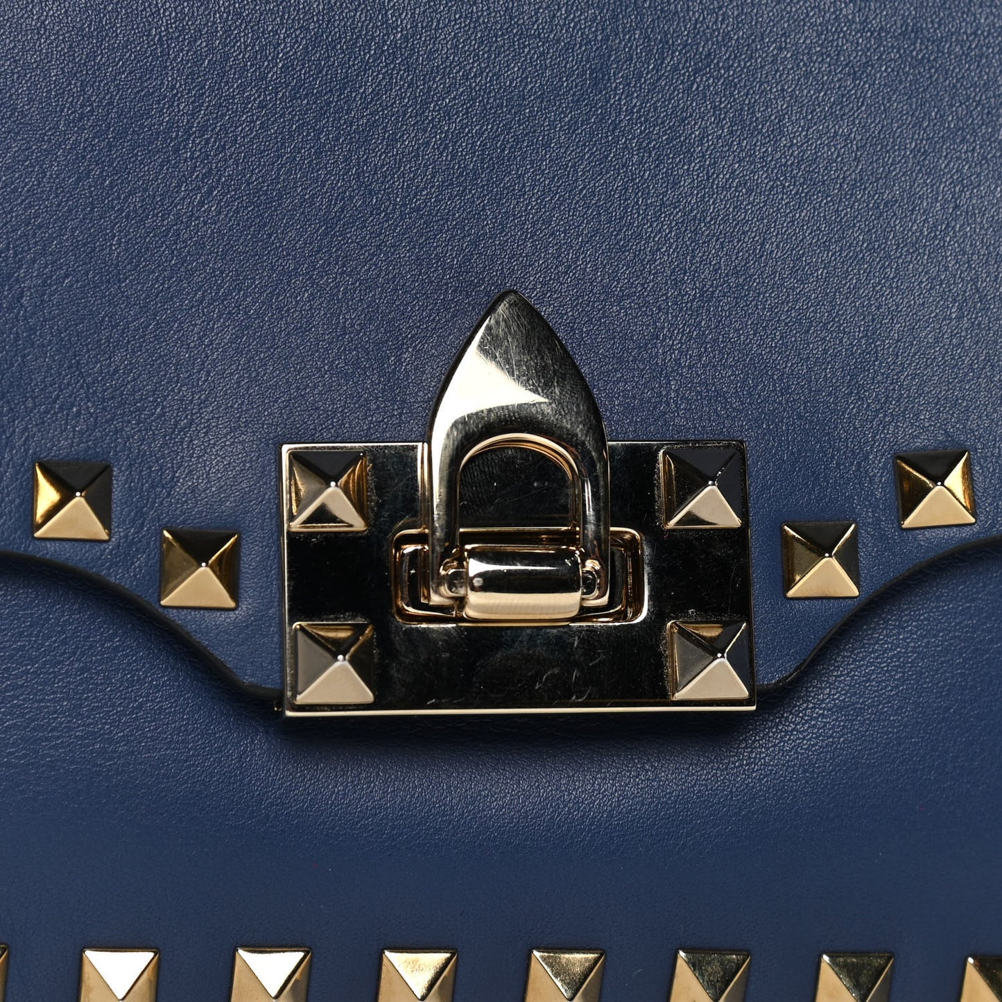 Vitello Mini Rockstud Flap Saddle Crossbody Bag Indigo