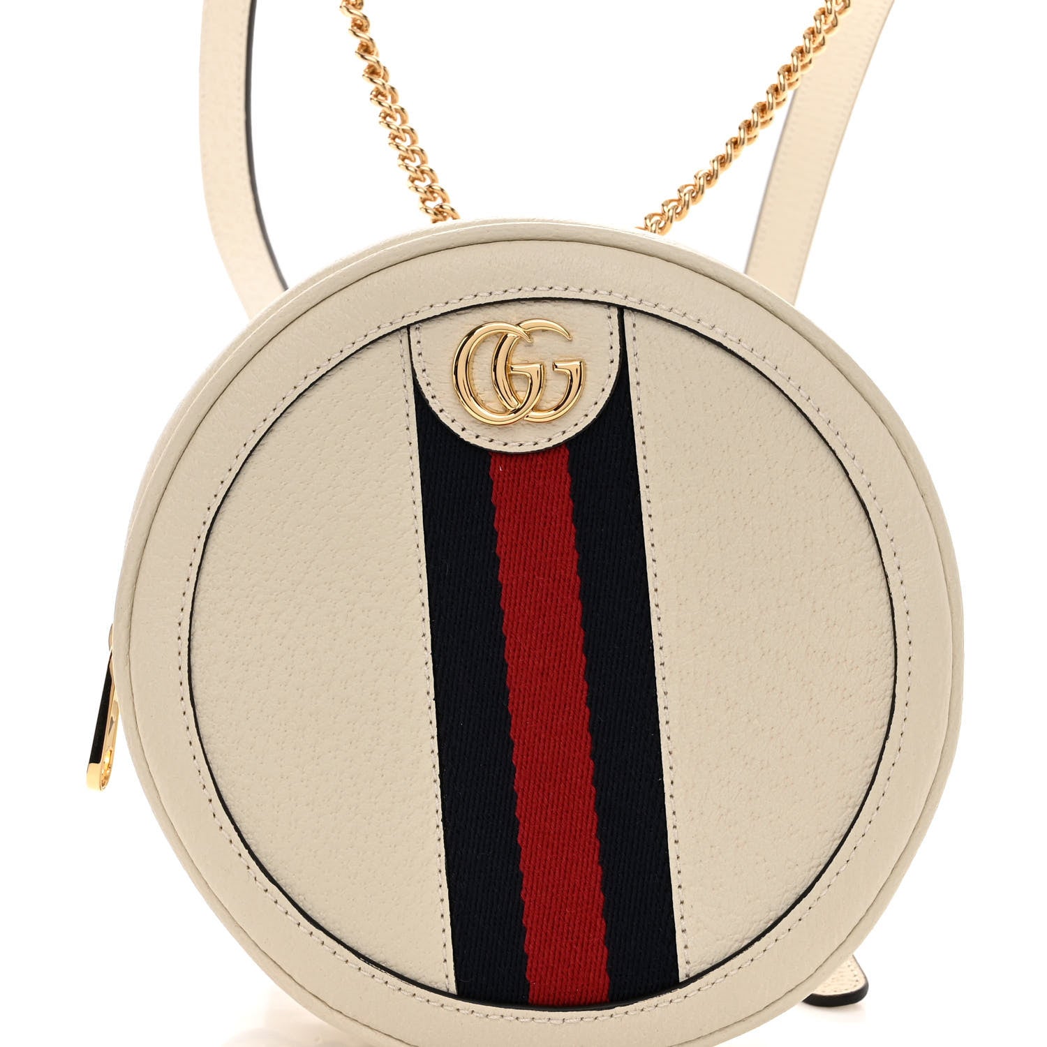 Gucci Textured Calfskin Web Mini Ophidia Round Backpack Mystic White 8 of 11